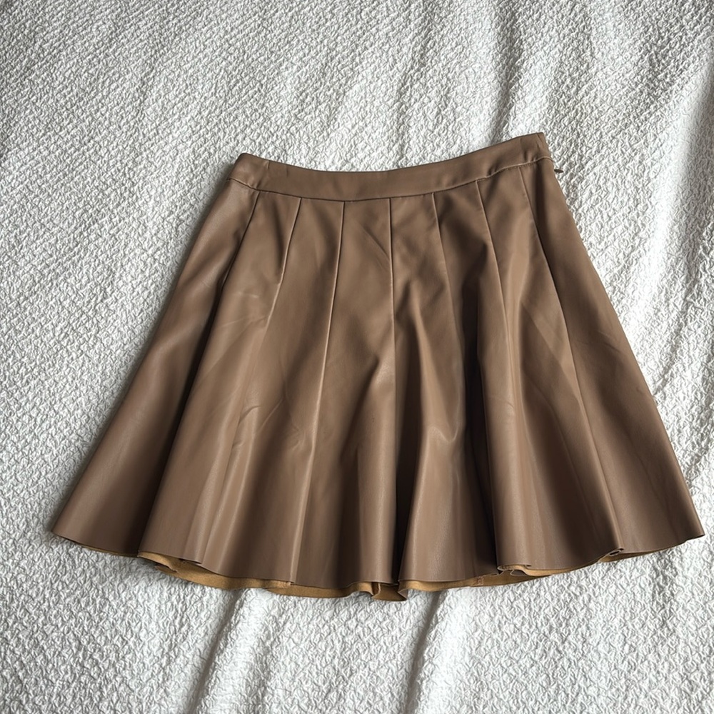 Faux Leather Pleat Skirt